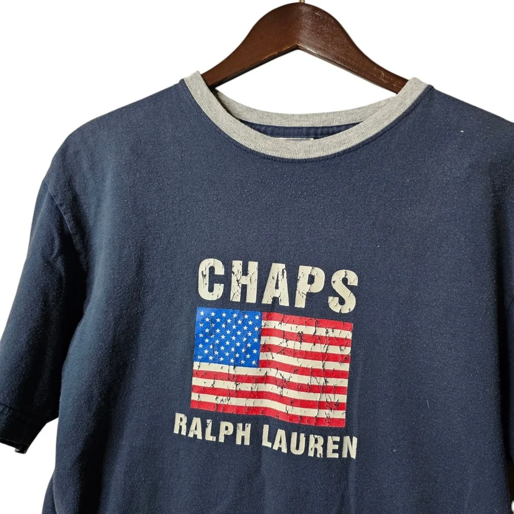 Vintage Chaps Ralph Lauren Graphic Retro Short Sleeve Tee Shirt Men’s Medium - Picture 3 of 5